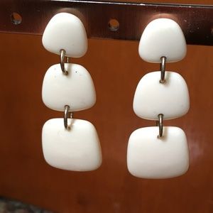 Vintage white drop earrings squares
